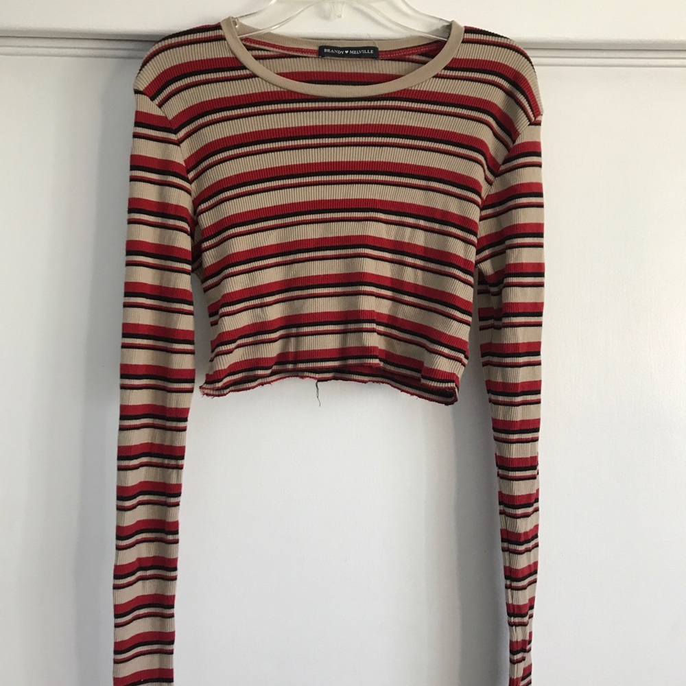 Brandy Melville Striped Long Sleeve Crop top